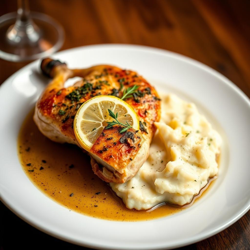 Lemon Herb Roasted Chicken with Garlic Mashed Potatoes Lemon Herb Roasted Chicken with Garlic Mashed Potatoes