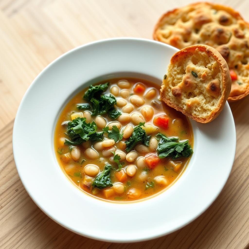 Tuscan White Bean & Kale Soup with Herb Focaccia Tuscan White Bean & Kale Soup with Herb Focaccia