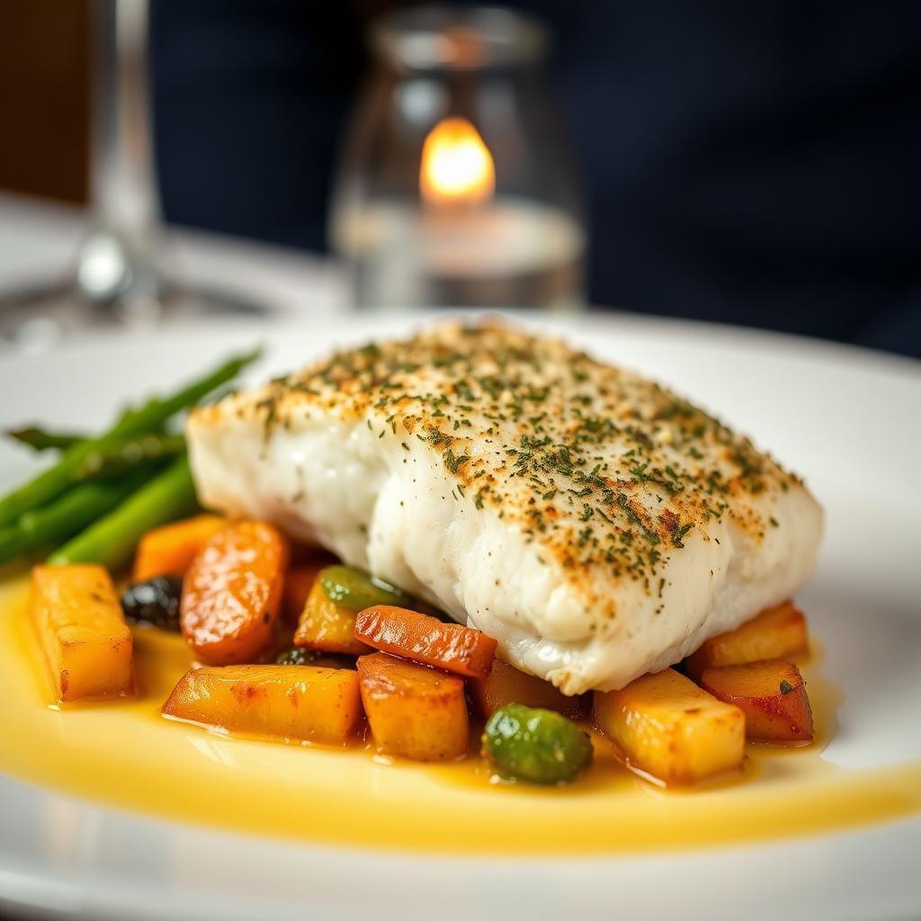 Herb-Crusted Baked Cod with Roasted Vegetables Herb-Crusted Baked Cod with Roasted Vegetables
