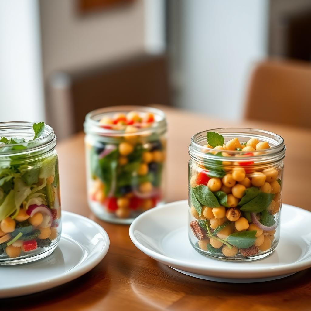 Mediterranean Chickpea & Vegetable Mason Jar Salads Mediterranean Chickpea & Vegetable Mason Jar Salads