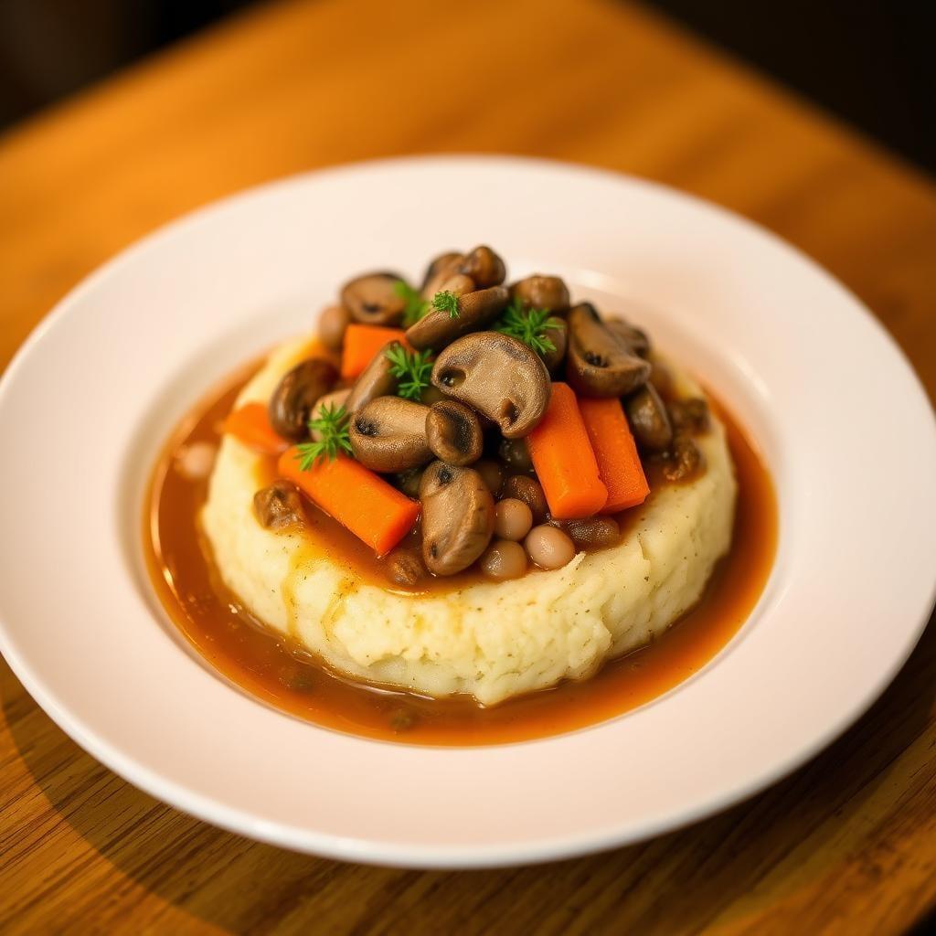 Mushroom & White Bean Ragout with Herbed Polenta