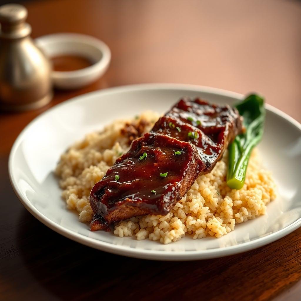 Honey-Soy Glazed Beef Short Ribs with Ginger Rice and Sesame Bok Choy Honey-Soy Glazed Beef Short Ribs with Ginger Rice and Sesame Bok Choy