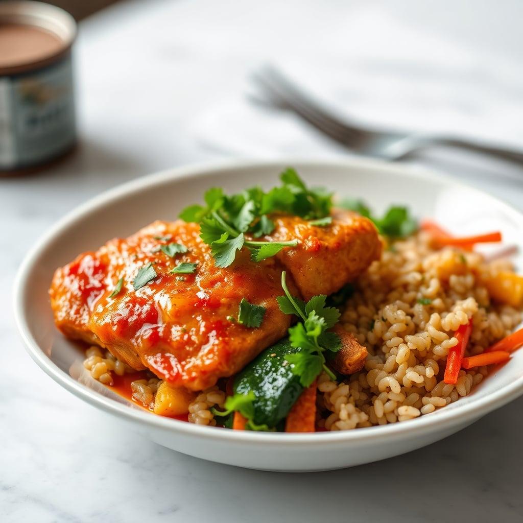 Spicy Chicken Thigh and Vegetable Grain Bowl Spicy Chicken Thigh and Vegetable Grain Bowl