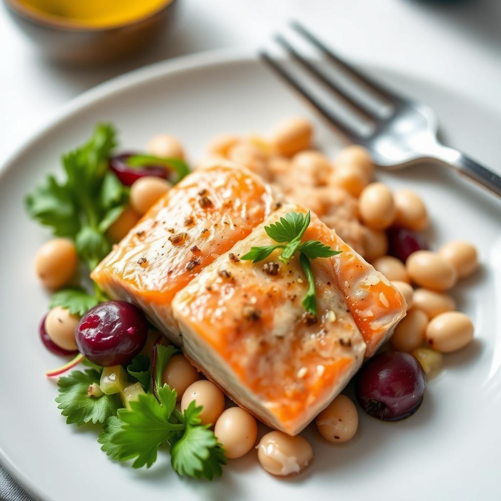 Greek-Style Salmon and White Bean Salad Greek-Style Salmon and White Bean Salad