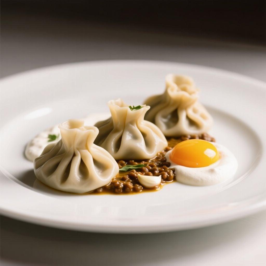 Hand-Folded Turkish Manti with Spiced Lentil Duxelles and Garlic Foam Hand-Folded Turkish Manti with Spiced Lentil Duxelles and Garlic Foam