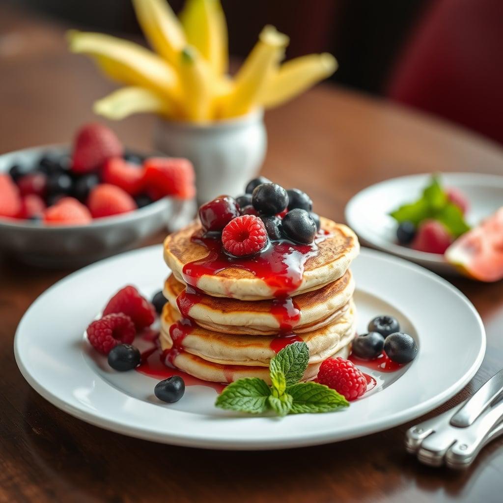 Protein Pancakes with Berry Compote Protein Pancakes with Berry Compote