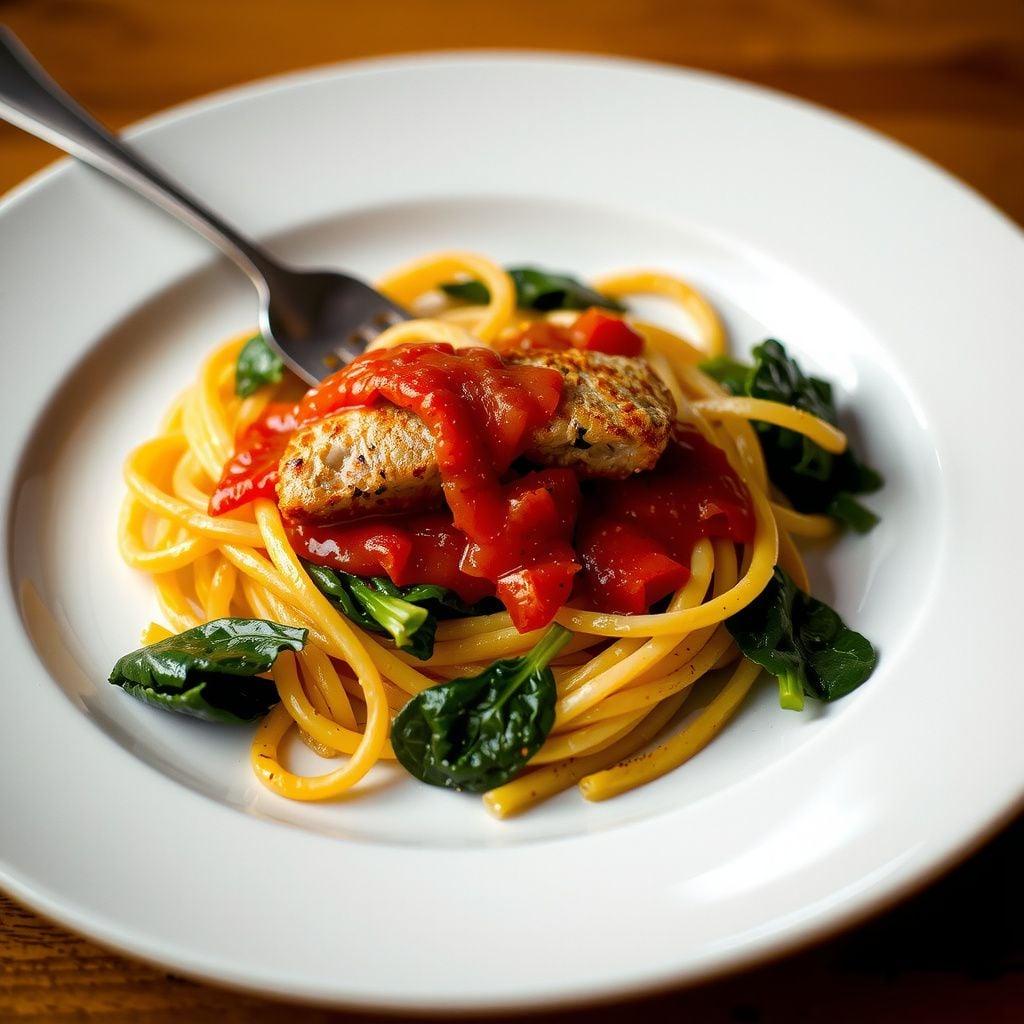 Crispy Panko Tuna Spaghetti with Spinach Crispy Panko Tuna Spaghetti with Spinach