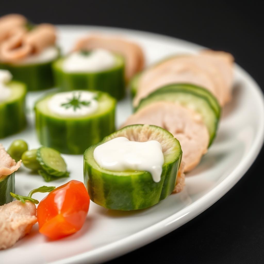 Cucumber Slices with Ranch and Turkey Cucumber Slices with Ranch and Turkey