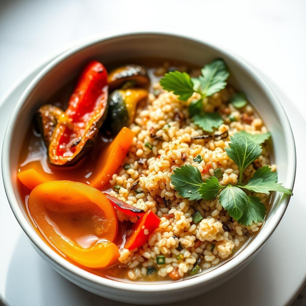Savory Breakfast Quinoa Bowl with Roasted Vegetables Savory Breakfast Quinoa Bowl with Roasted Vegetables