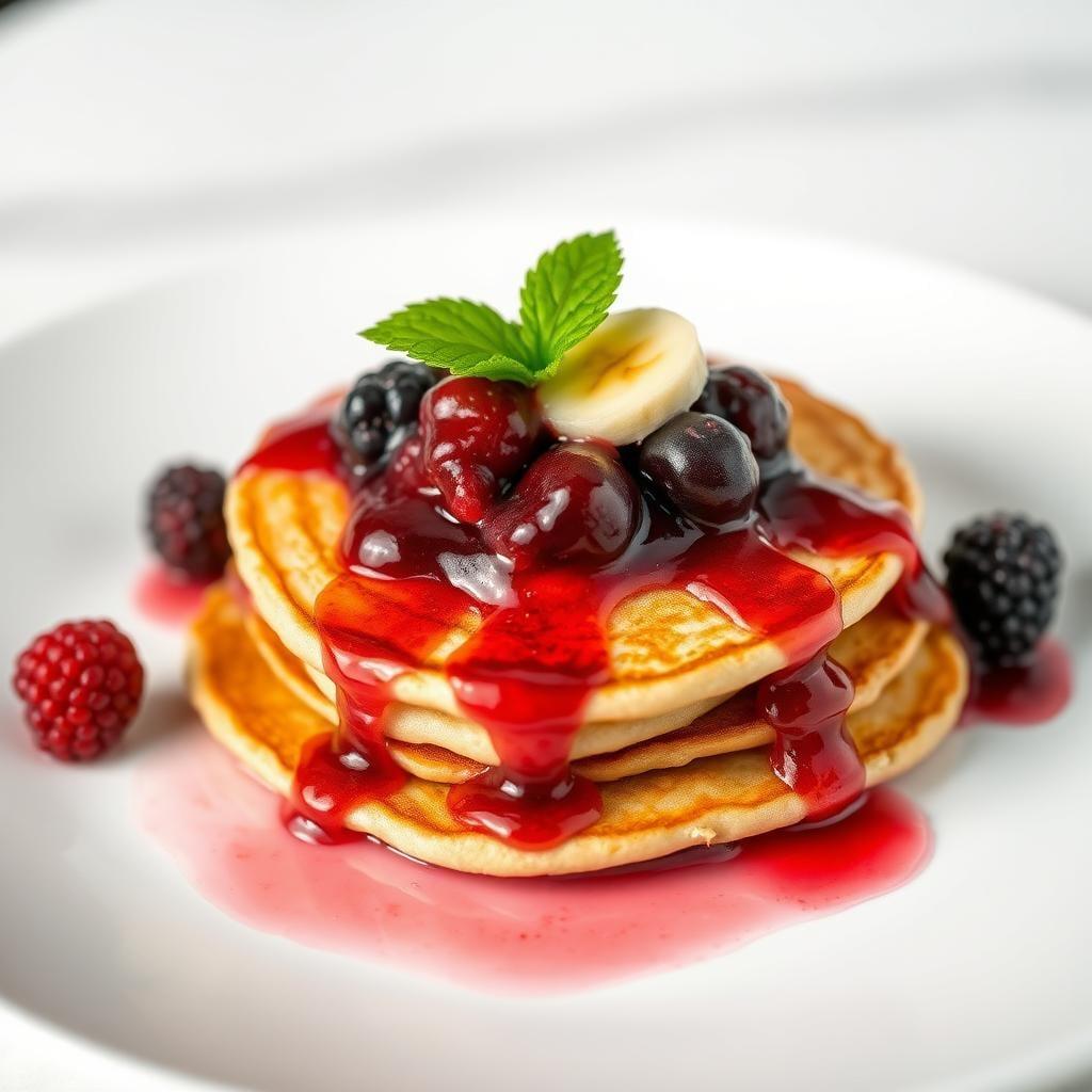 Almond Flour Banana Pancakes with Berry Compote