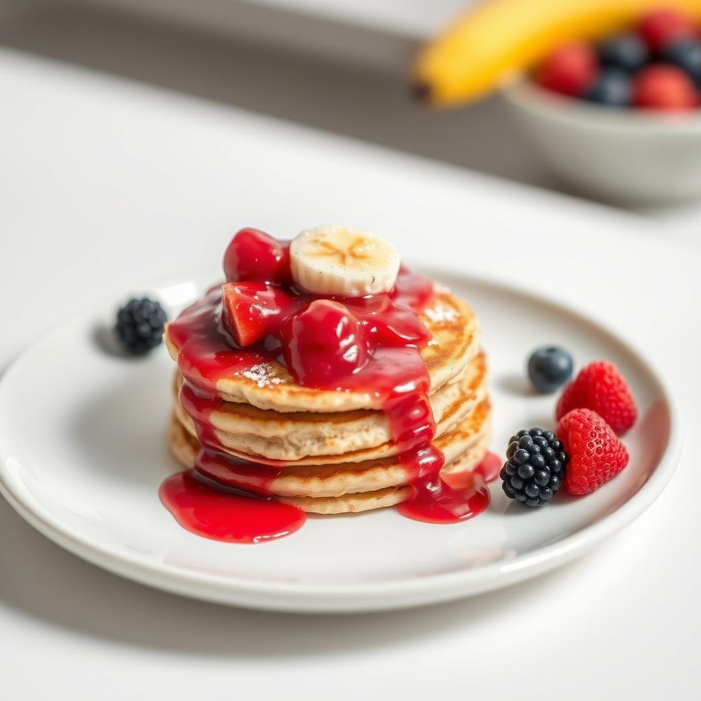 Banana Oat Pancakes with Fresh Berry Sauce