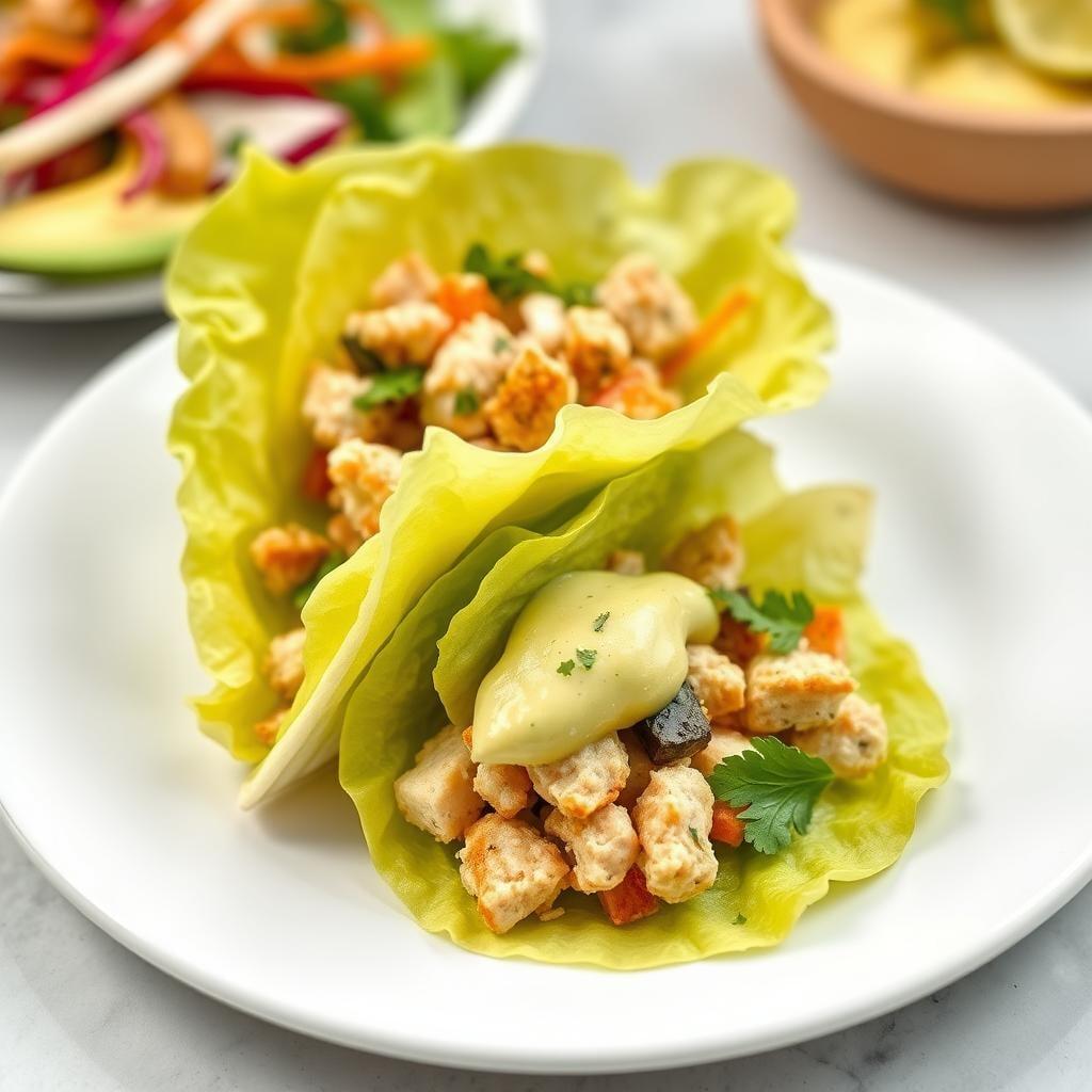 Turkey and Avocado Lettuce Wraps with Cilantro Lime Sauce Turkey and Avocado Lettuce Wraps with Cilantro Lime Sauce