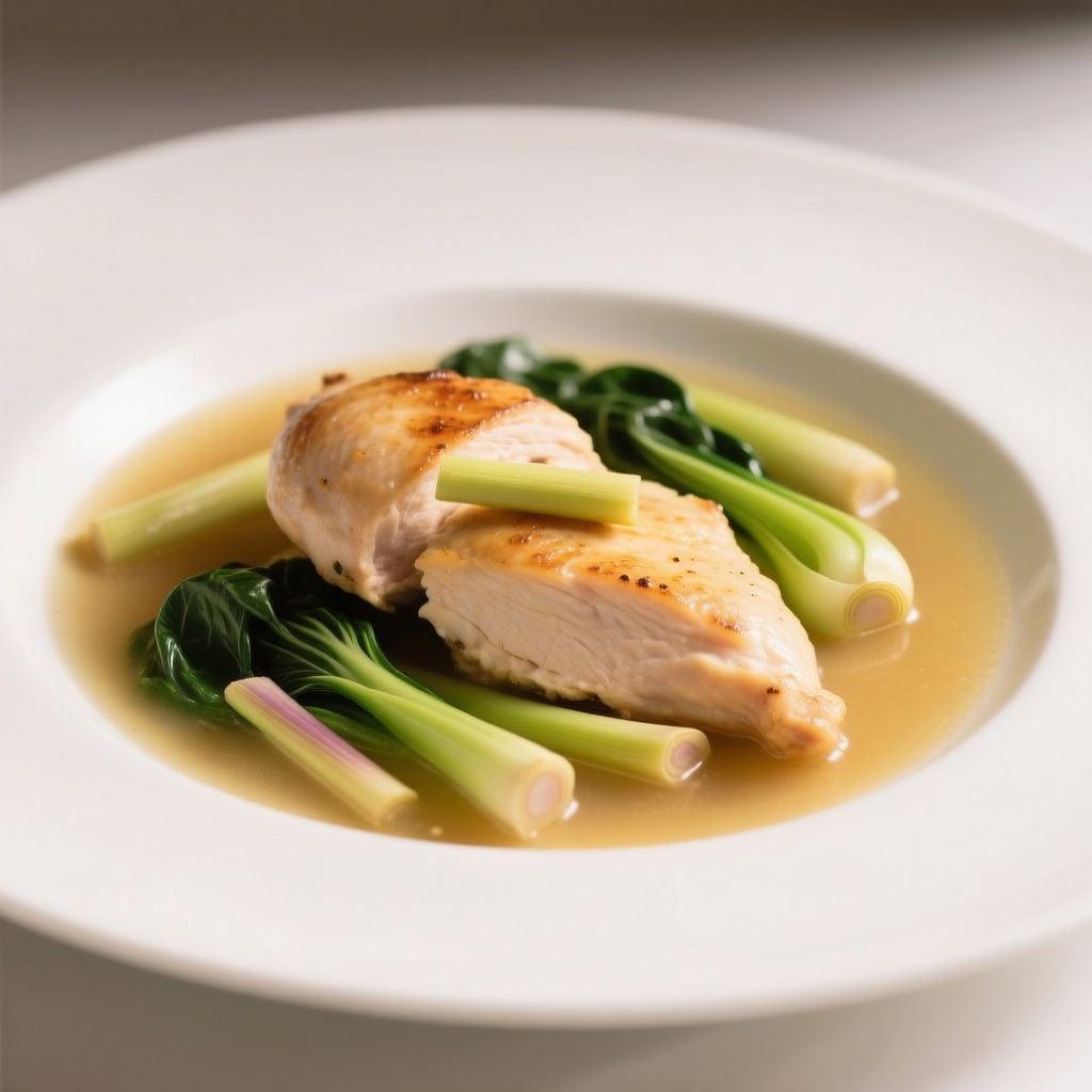 Pan-Seared Chicken Breast with Lemongrass-Ginger Broth and Bok Choy Pan-Seared Chicken Breast with Lemongrass-Ginger Broth and Bok Choy