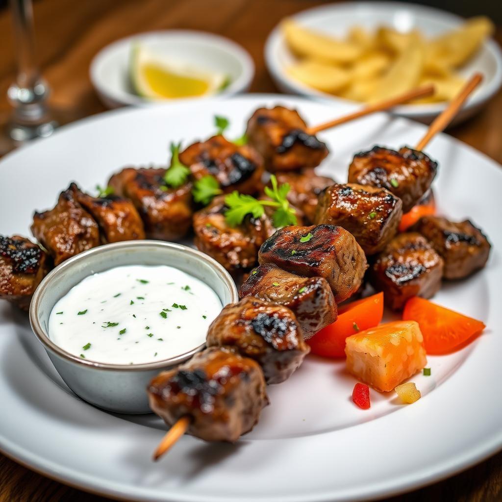 Grilled Mediterranean Lamb Skewers with Tzatziki Grilled Mediterranean Lamb Skewers with Tzatziki