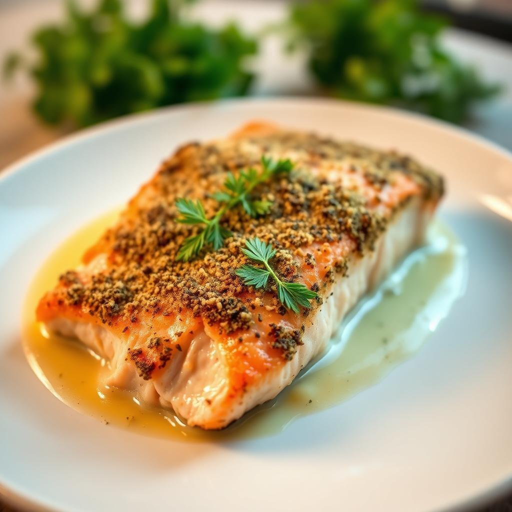 Herb-Crusted Salmon with Lemon Butter Sauce Herb-Crusted Salmon with Lemon Butter Sauce