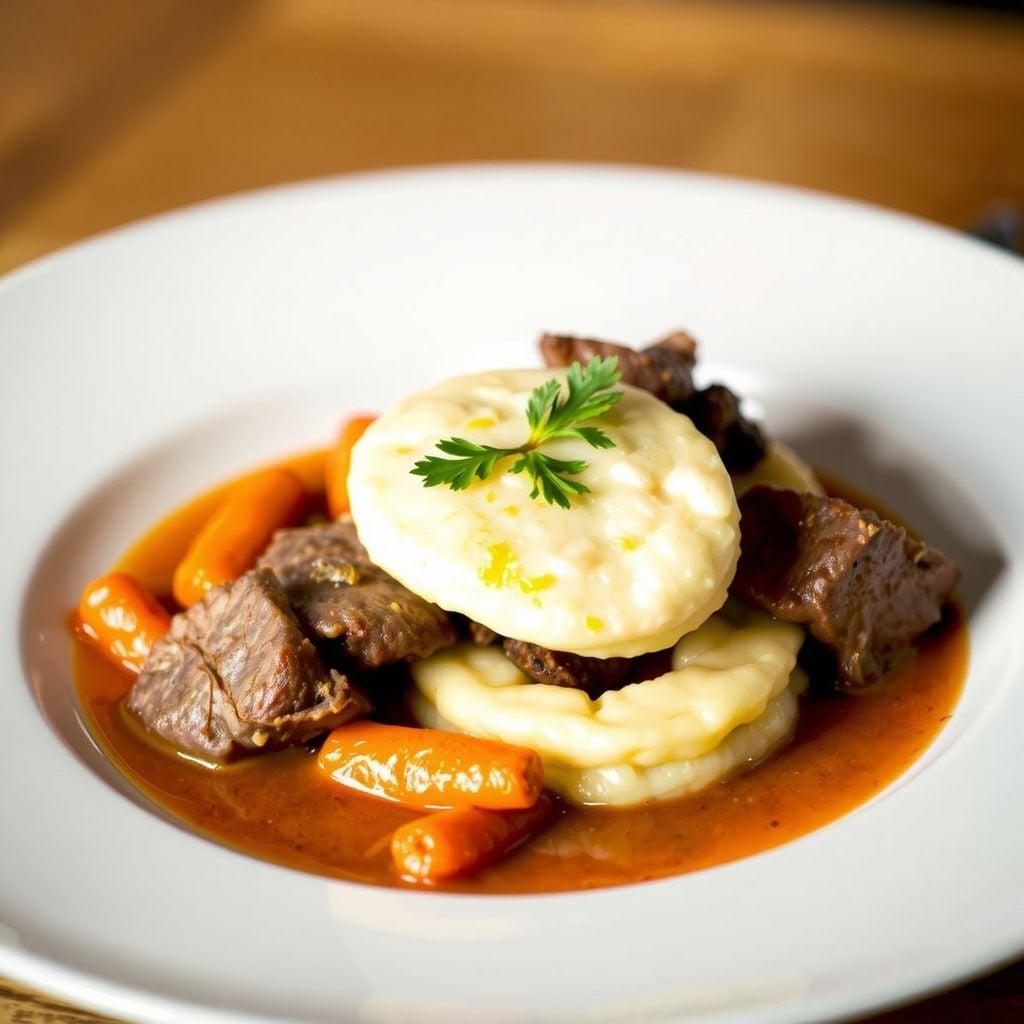 Slow-Braised Pork Shoulder Ragu with Polenta & Carrots