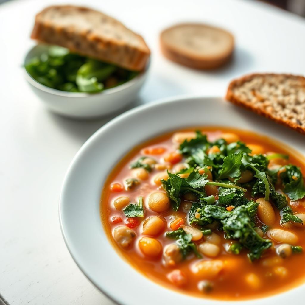 Tuscan Bean & Kale Soup with Whole Grain Bread Tuscan Bean & Kale Soup with Whole Grain Bread