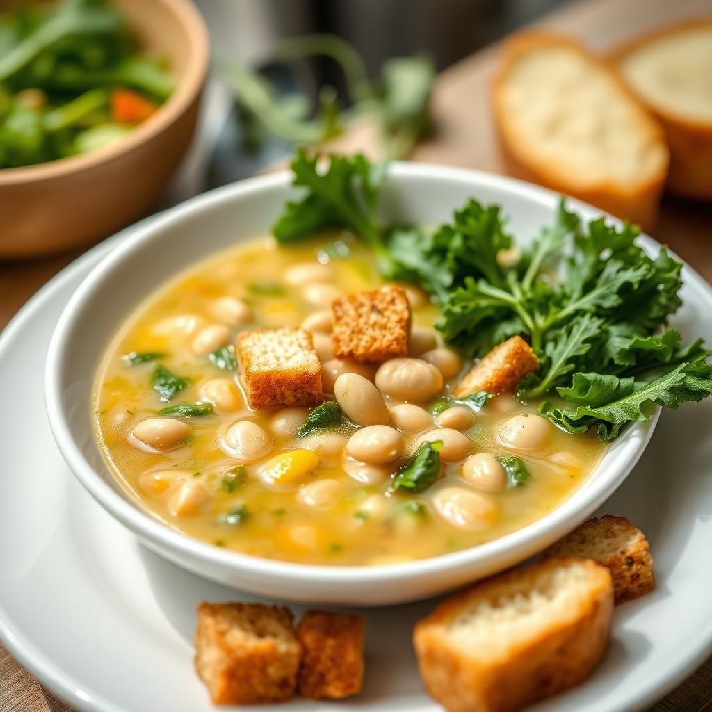 Tuscan White Bean and Kale Soup with Herb Croutons Tuscan White Bean and Kale Soup with Herb Croutons