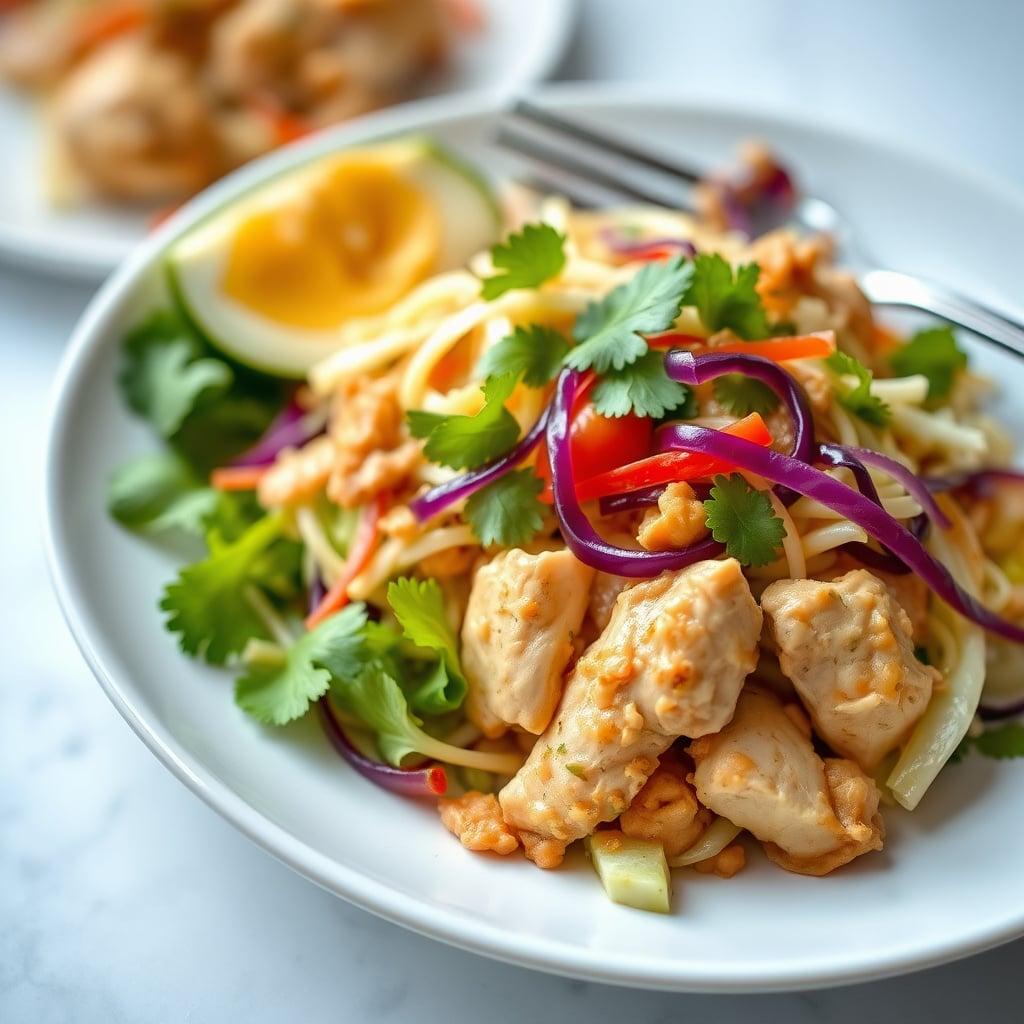 Thai-Inspired Chicken and Cabbage Salad with Peanut-Lime Dressing Thai-Inspired Chicken and Cabbage Salad with Peanut-Lime Dressing