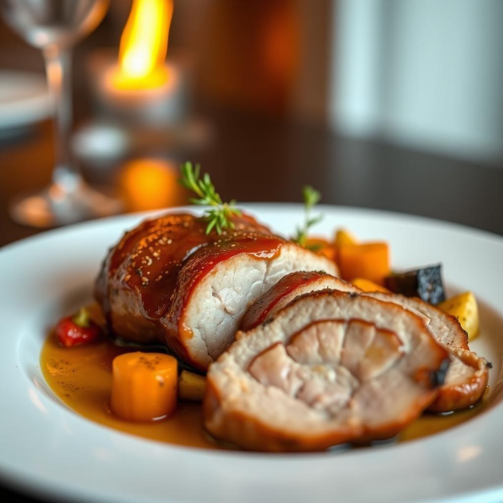 Honey Garlic Glazed Pork Tenderloin with Roasted Vegetables Honey Garlic Glazed Pork Tenderloin with Roasted Vegetables