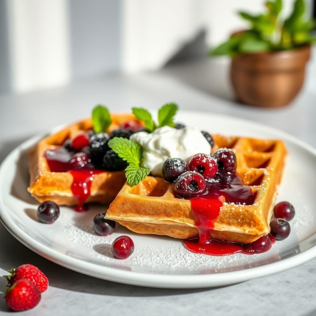 Whole Grain Waffles with Berry Compote Whole Grain Waffles with Berry Compote
