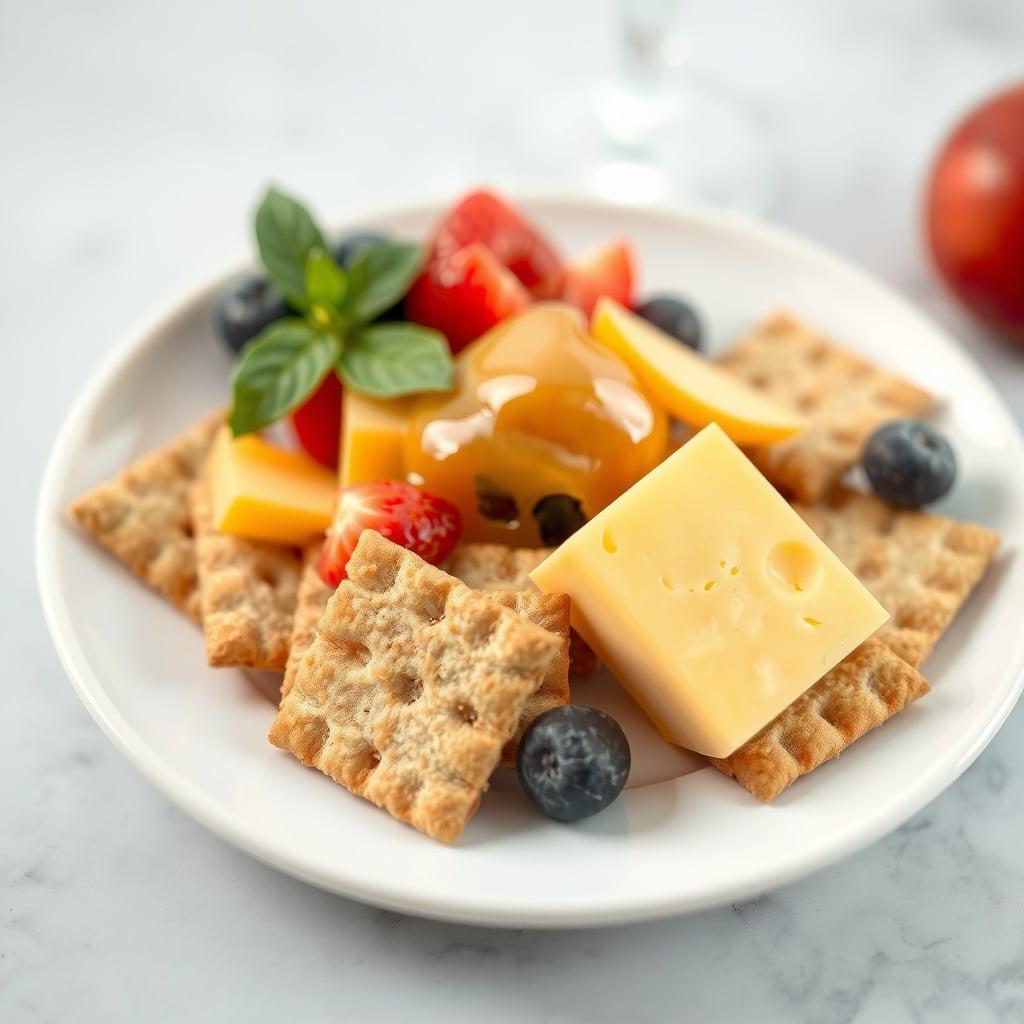 Cheese and Whole Grain Crackers with Fruit and Honey