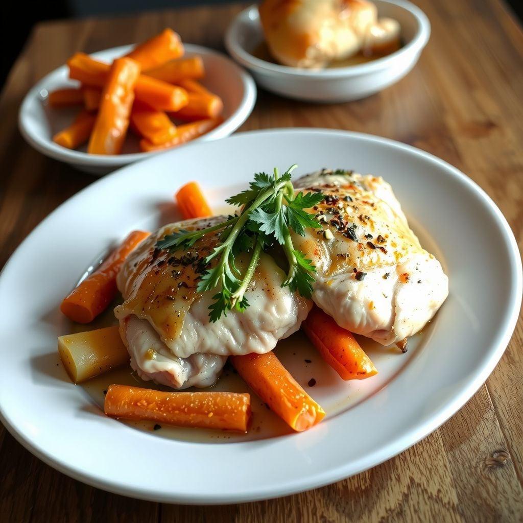 Garlic-Herb Roasted Chicken Thighs with Potatoes and Carrots Garlic-Herb Roasted Chicken Thighs with Potatoes and Carrots