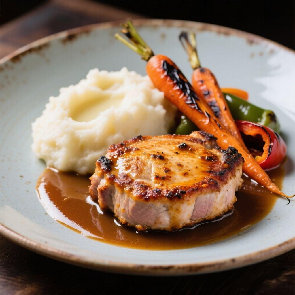 Cajun-Crusted Pork Medallions with Velvety White Wine Reduction, Fluffy Mash, and Charred Carrots Cajun-Crusted Pork Medallions with Velvety White Wine Reduction, Fluffy Mash, and Charred Carrots