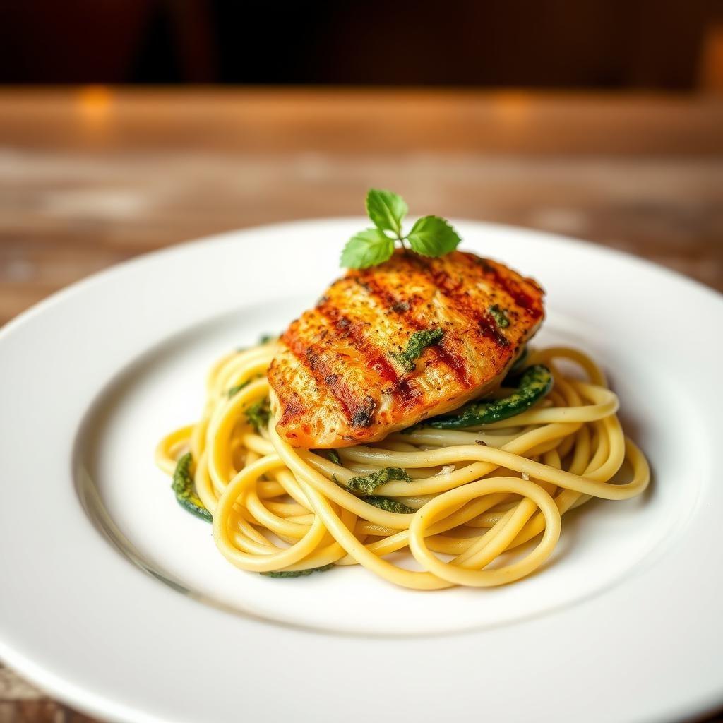Pesto Zucchini Noodles with Grilled Chicken Pesto Zucchini Noodles with Grilled Chicken