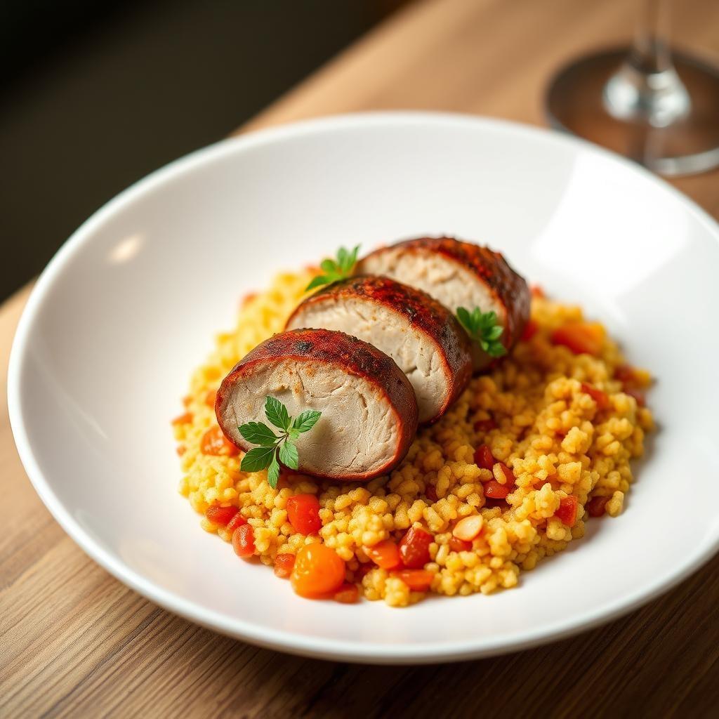 Harissa-Rubbed Pork Tenderloin with Apricot Couscous Harissa-Rubbed Pork Tenderloin with Apricot Couscous