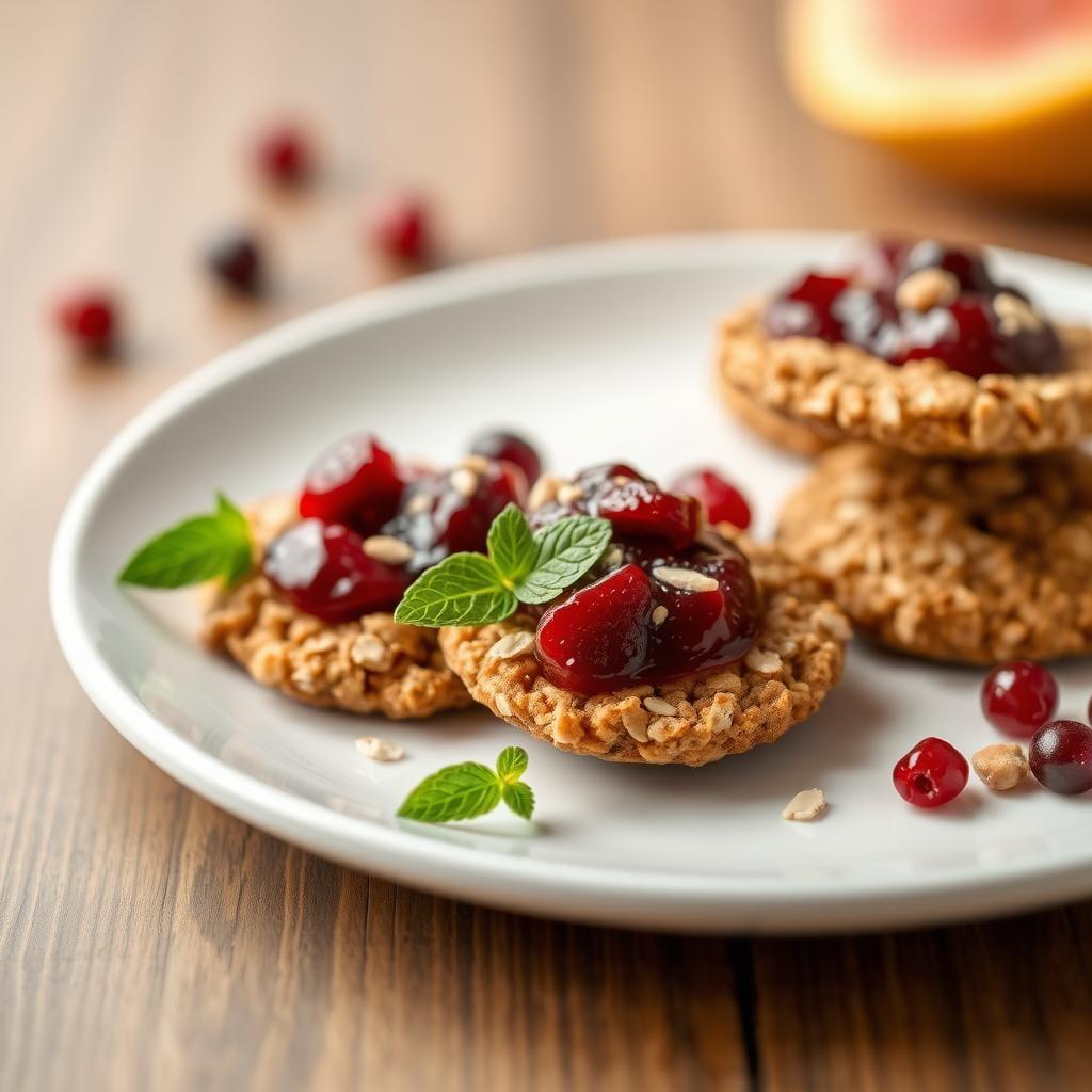 Homemade Fruit & Nut Crisps with Berry Compote Homemade Fruit & Nut Crisps with Berry Compote