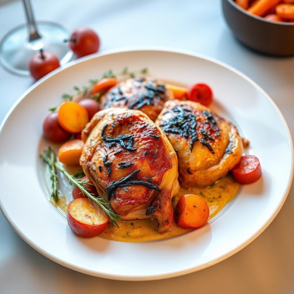 Herb-Roasted Chicken Thighs with Roasted Vegetables Herb-Roasted Chicken Thighs with Roasted Vegetables