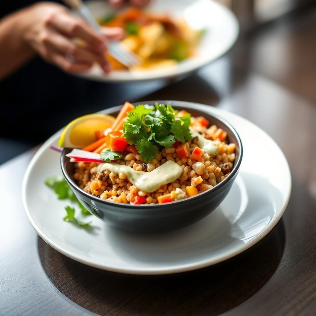 Mexican-Style Grain Bowl with Lime Cilantro Dressing Mexican-Style Grain Bowl with Lime Cilantro Dressing