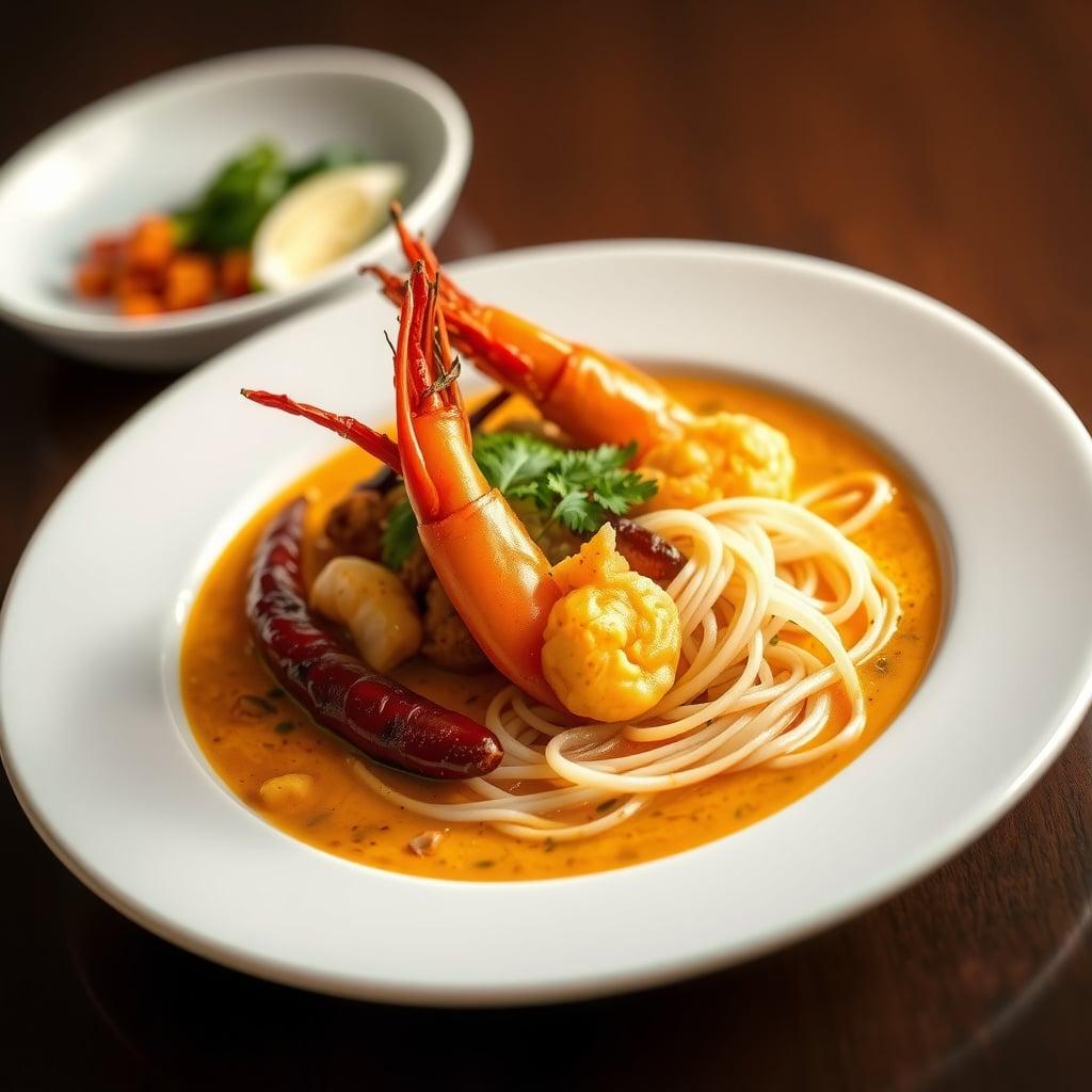 Curry Laksa with Prawns and Rice Noodles Curry Laksa with Prawns and Rice Noodles
