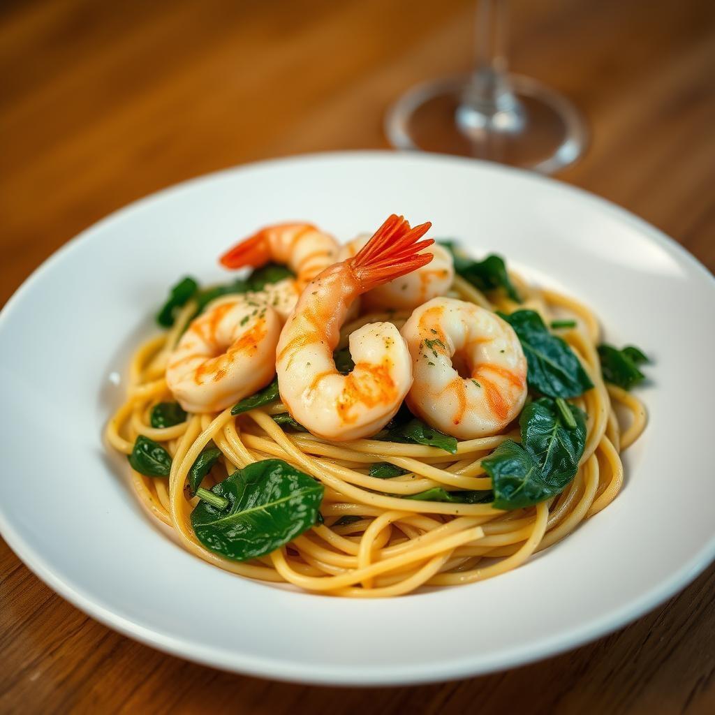 Lemon Garlic Shrimp Pasta with Wilted Spinach Lemon Garlic Shrimp Pasta with Wilted Spinach