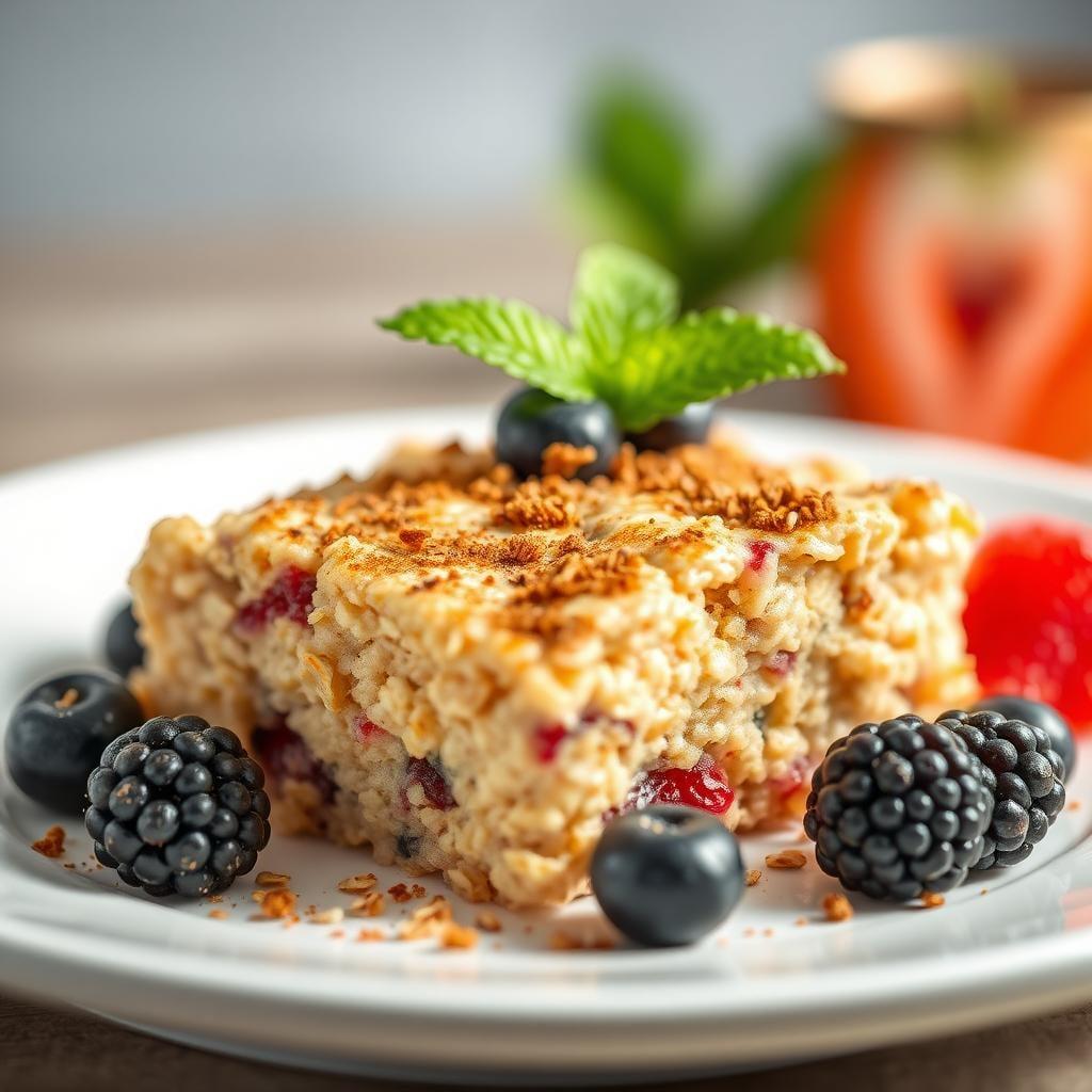 Maple Cinnamon Baked Oatmeal with Berries