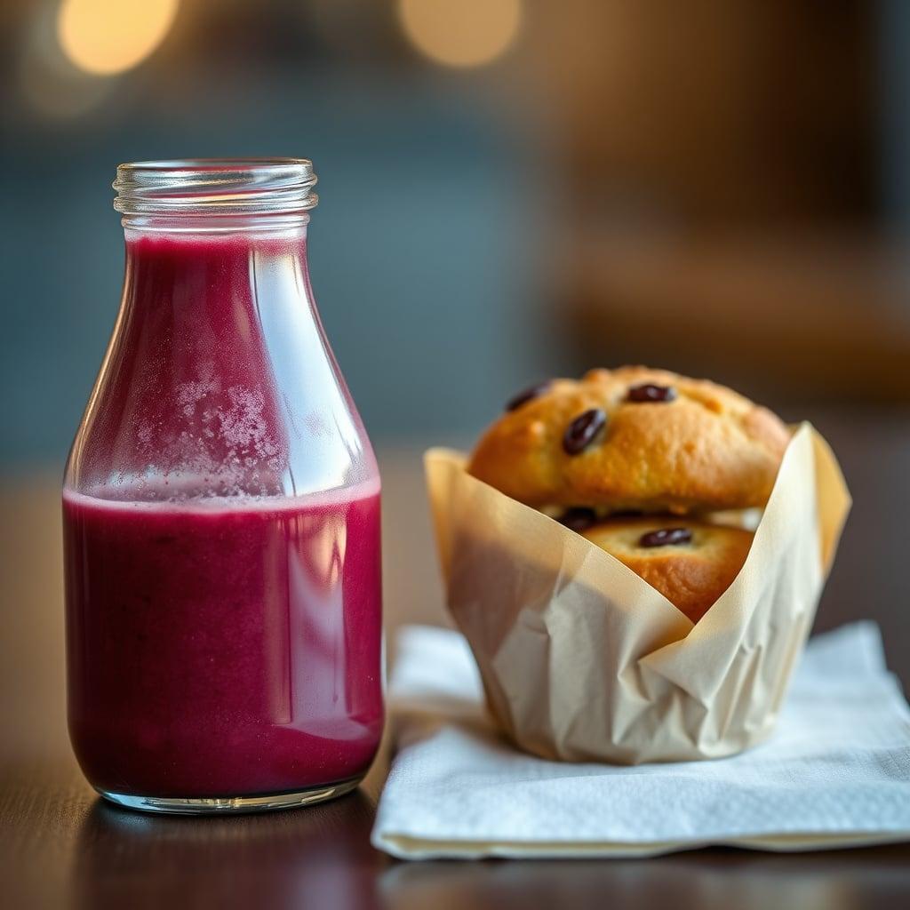 Bottled Smoothie with Packaged Muffin