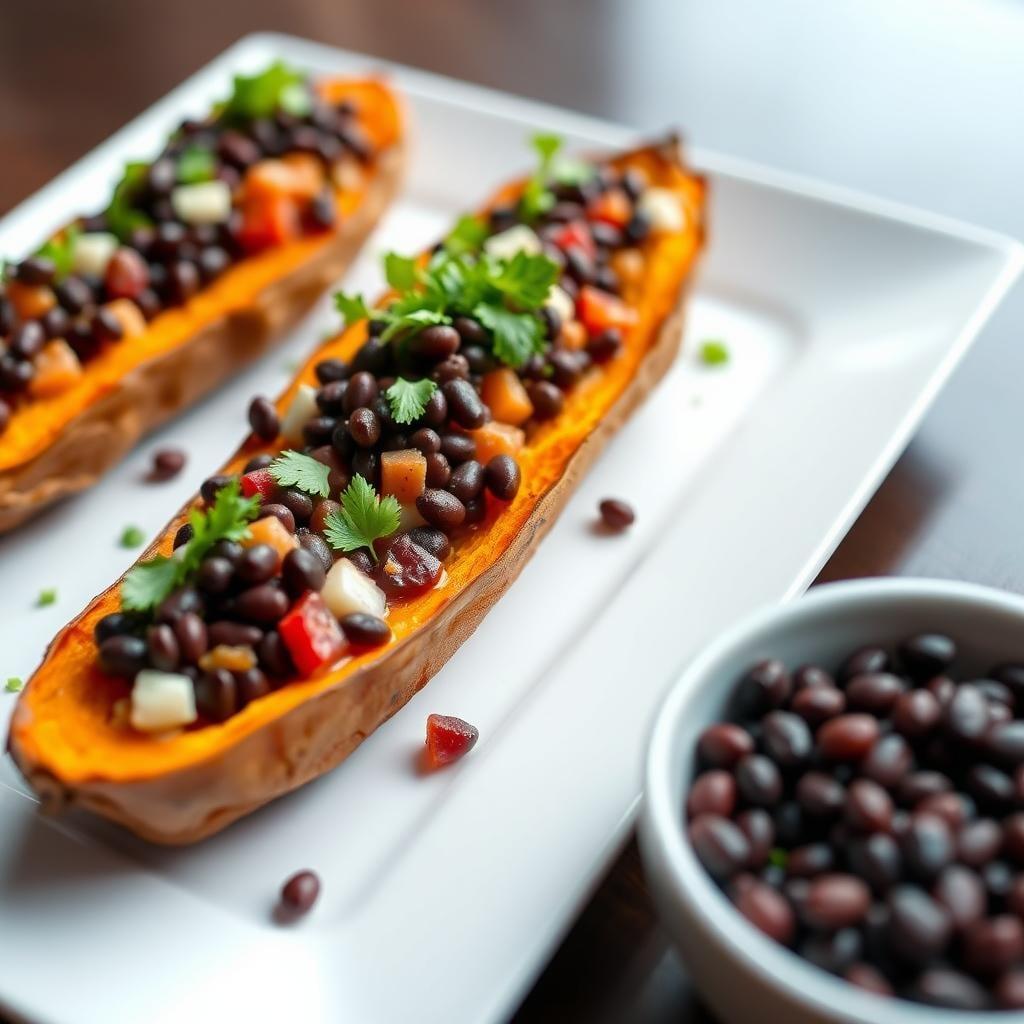 Loaded Sweet Potato Boats with Black Beans Loaded Sweet Potato Boats with Black Beans