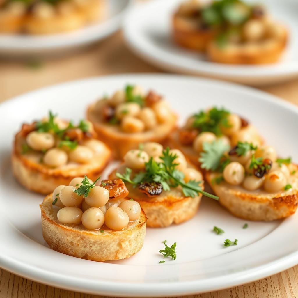 Roasted Garlic & White Bean Crostini with Fresh Herbs Roasted Garlic & White Bean Crostini with Fresh Herbs