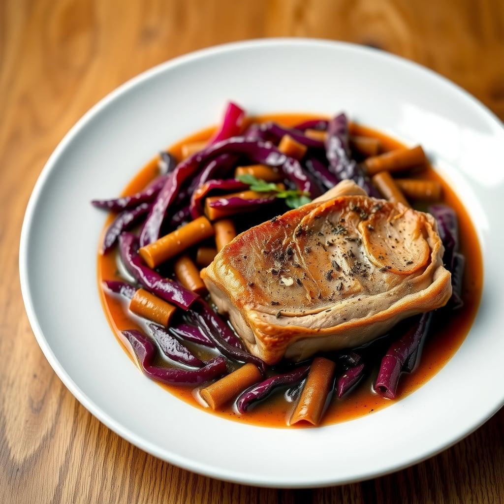 Bavarian Braised Pork Shoulder with Red Cabbage and Caraway Bavarian Braised Pork Shoulder with Red Cabbage and Caraway