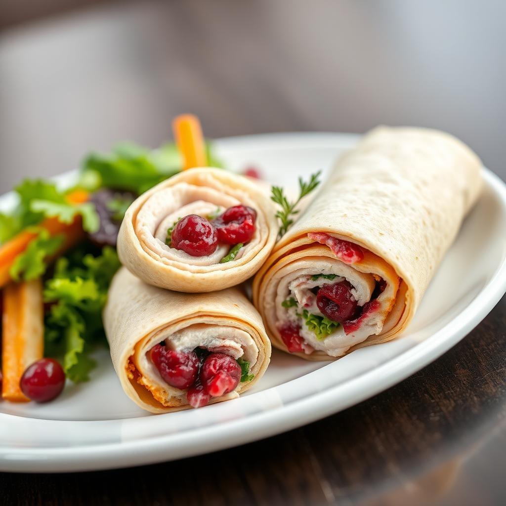 Turkey Club Wraps with Cranberry Spread Turkey Club Wraps with Cranberry Spread