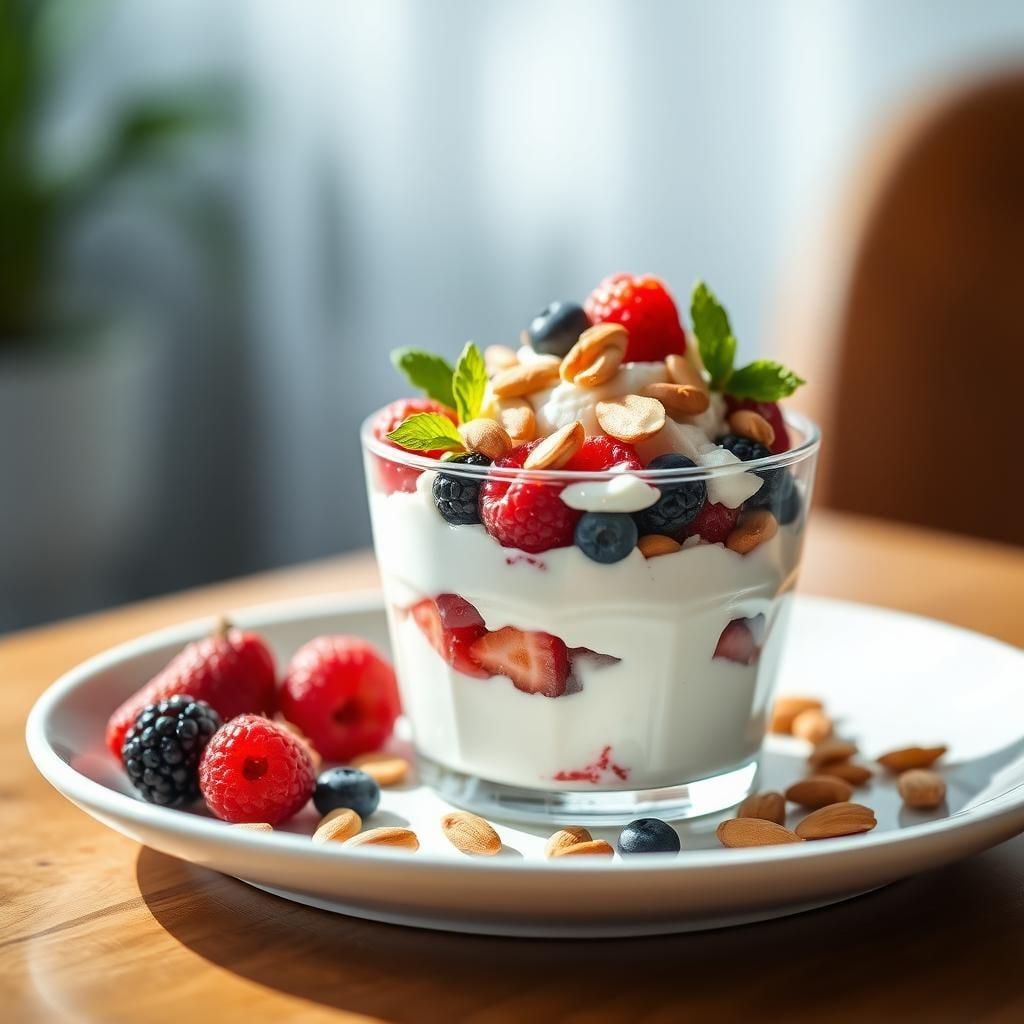 Greek Yogurt Parfait with Berries and Almonds Greek Yogurt Parfait with Berries and Almonds