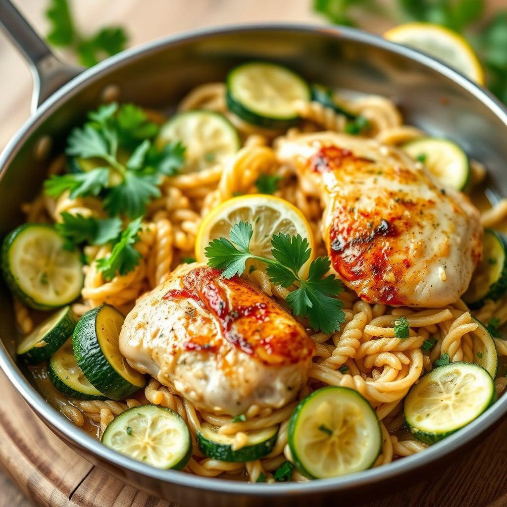 Zesty Lemon Chicken and Orzo Skillet with Garden Zucchini Zesty Lemon Chicken and Orzo Skillet with Garden Zucchini