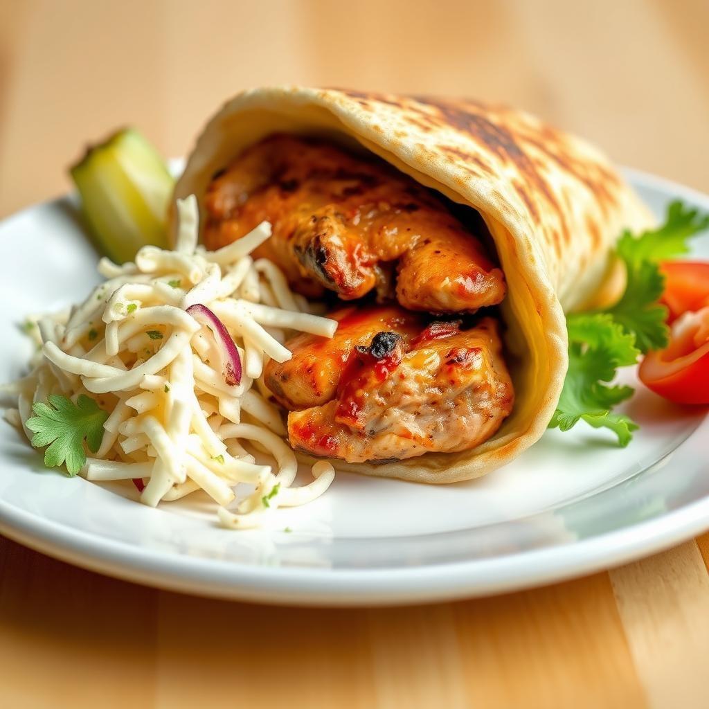 BBQ Chicken Wrap with Coleslaw