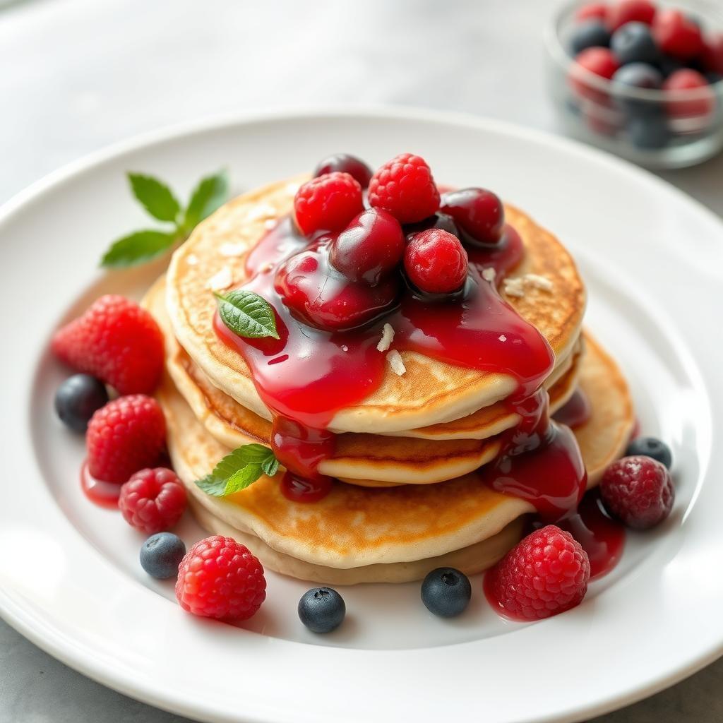 Almond Flour Pancakes with Berry Compote