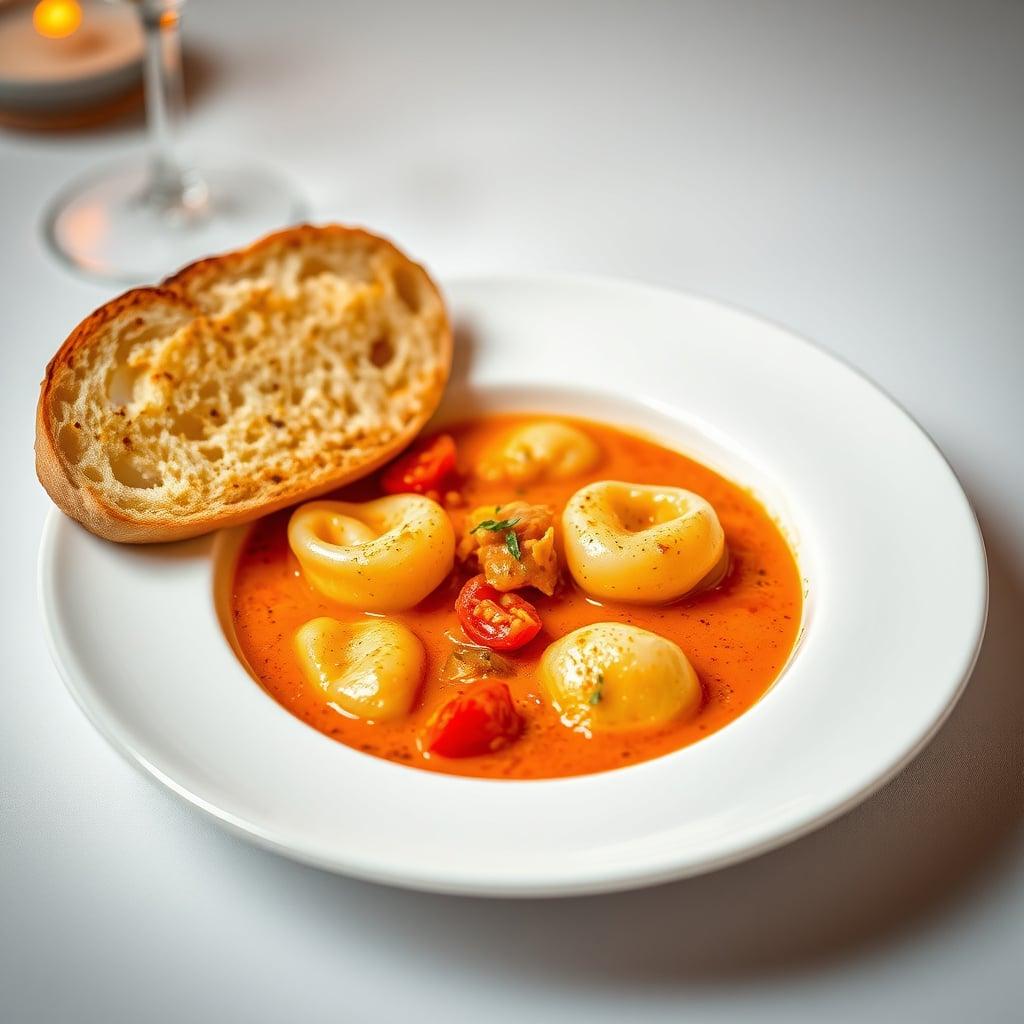 Creamy Tomato Tortellini Soup with Garlic Bread Creamy Tomato Tortellini Soup with Garlic Bread