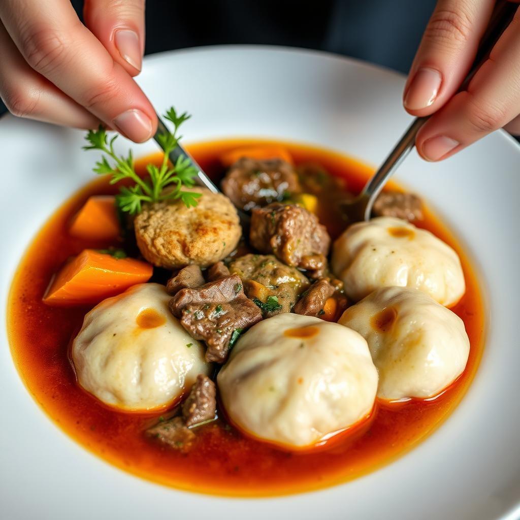 Slow-Cooked Beef and Vegetable Stew with Herbed Dumplings Slow-Cooked Beef and Vegetable Stew with Herbed Dumplings