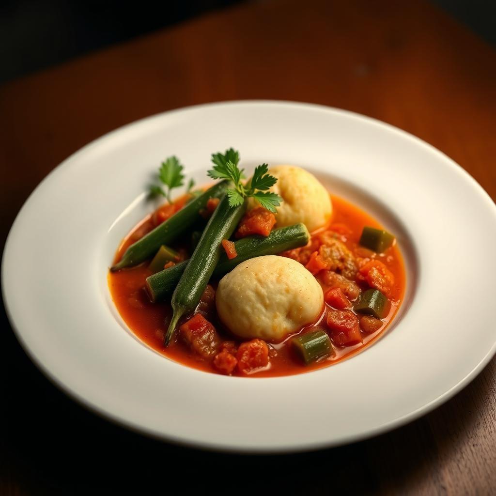 Southern-Style Okra & Tomato Stew with Cornmeal Dumplings Southern-Style Okra & Tomato Stew with Cornmeal Dumplings