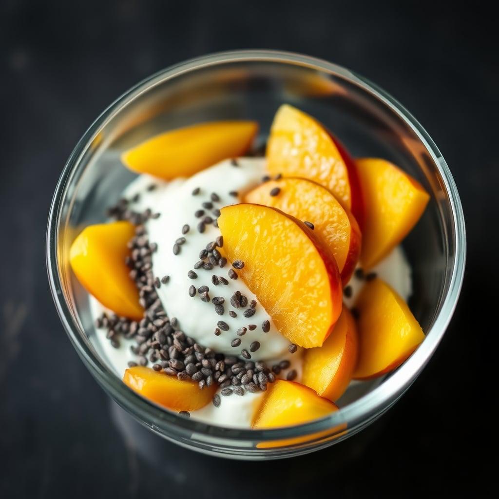No-Cook Greek Yogurt with Peaches and Chia Seeds No-Cook Greek Yogurt with Peaches and Chia Seeds