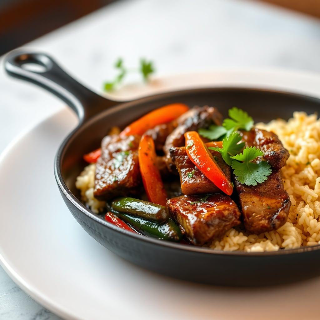 Skillet-Seared Steak Fajitas with Charred Peppers and Cilantro-Lime Rice Skillet-Seared Steak Fajitas with Charred Peppers and Cilantro-Lime Rice